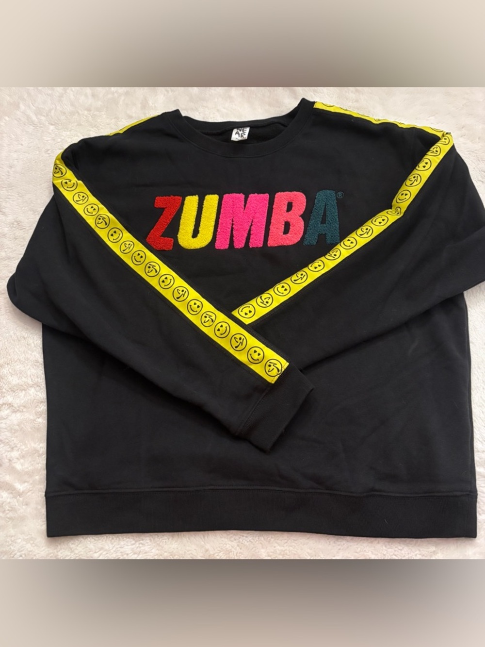 Zumba Fitness Black Crewneck Sweater with Multicolor Logo